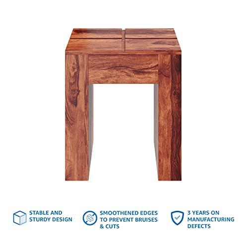 Image of STRATA FURNITURE Solid Sheesham Wood Vog Modern Side Table with 1 Drawer Storage | Space-Saving Wooden Bedside Table Furniture | Nightstand for Living Room Home (Natural Finish)