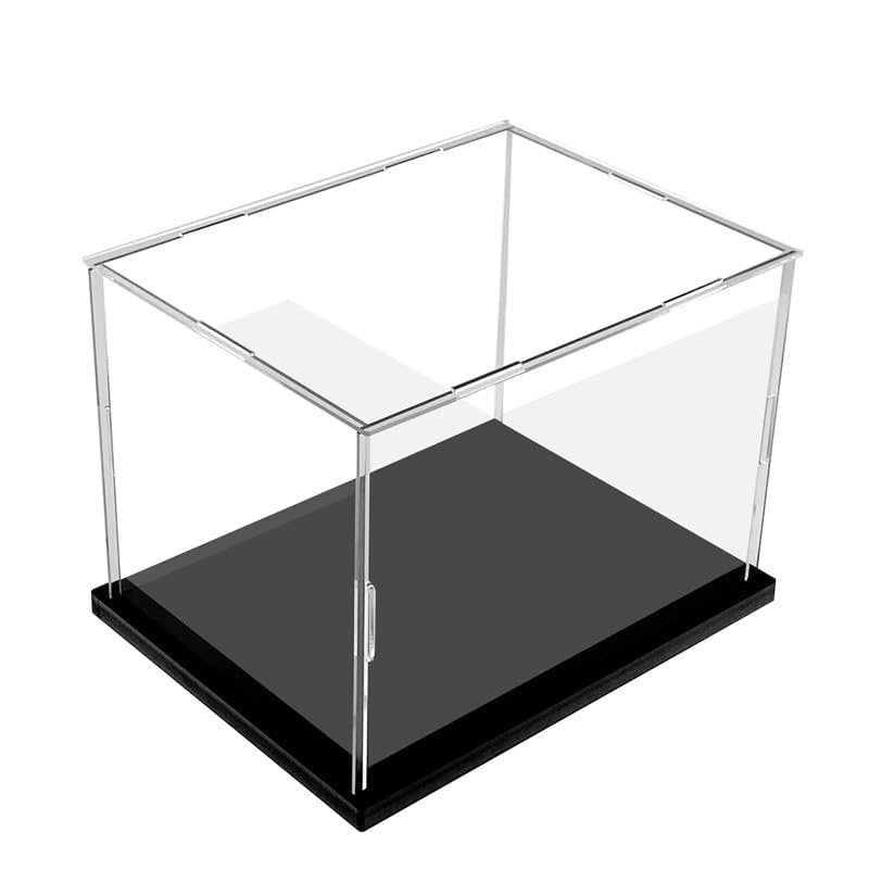 Clear Acrylic Display Case, Assemble Cube Display Box Stand with Black Base, Dustproof Protection Showcase for Collectibles Memorabilia Figurines (6x6x6 inch; 15x15x15cm)