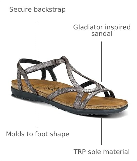 Image of NAOT Footwear Women's Dorith Sandal with Cork Footbed and Arch Support Footbed - Adjustable Sandal With Backstrap - Comfort and Support - Lightweight and Perfect for Travel - Narrow to Medium Fit