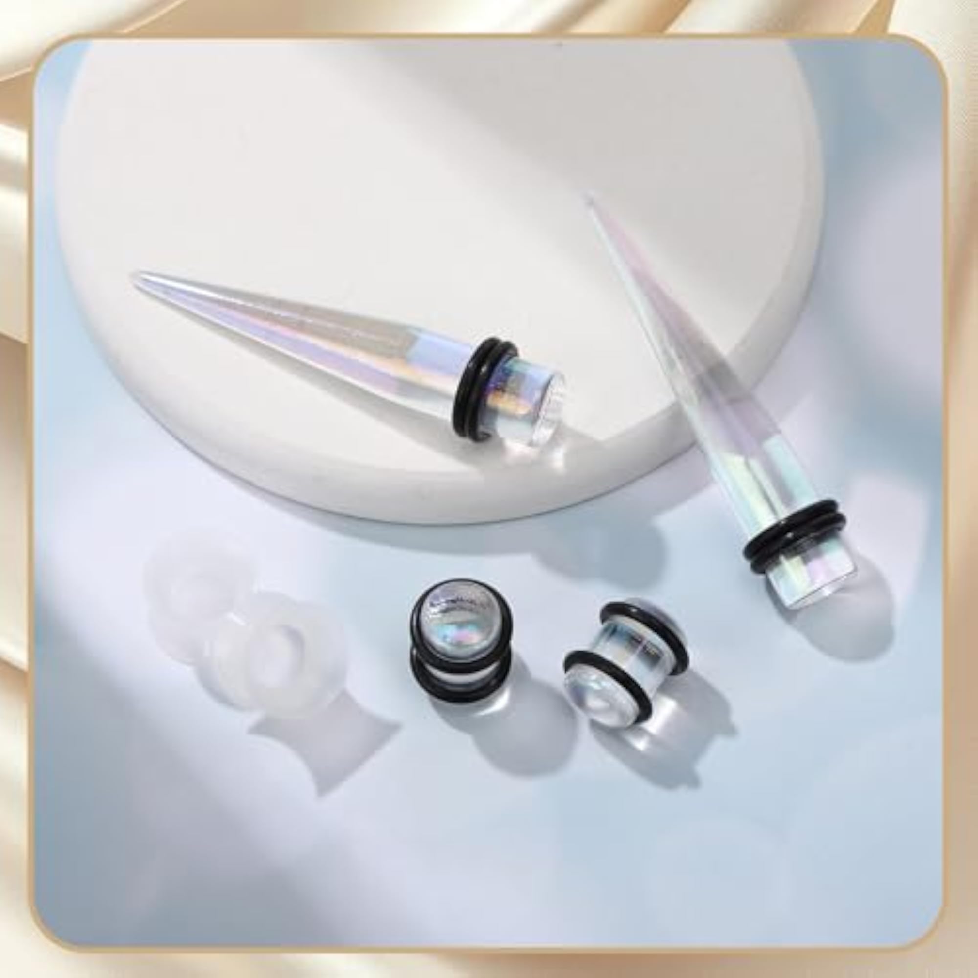 50 Pieces Ear Stretching Kit 14G-00G Body Piercing Jewelry