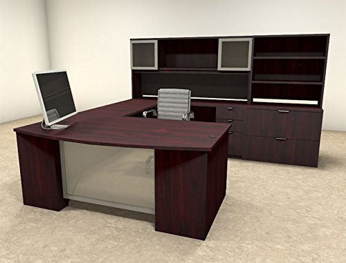 6pc U Shape Modern Contemporary Executive Office Desk Set OF-CON-U38