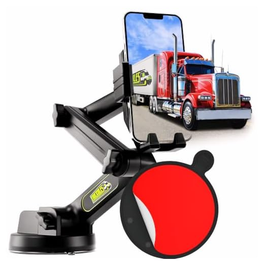 Truckules Truck Phone Mount + Dash Pad, 16.9" Long Holder, Big Rig, Black