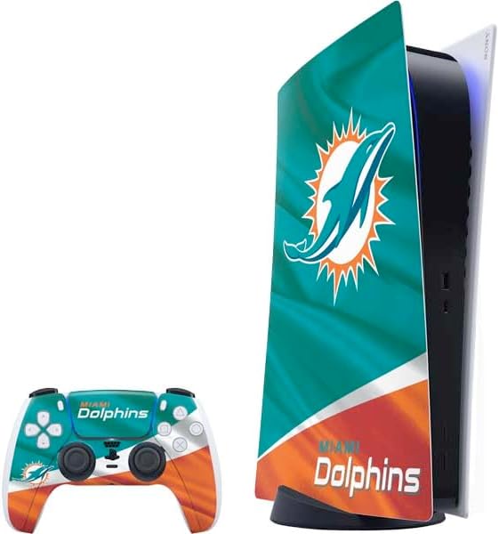 Skinit Decal Gaming Skin Compatible with PS5 Bundle - Officially Licensed NFL Miami Dolphins Vintage Design