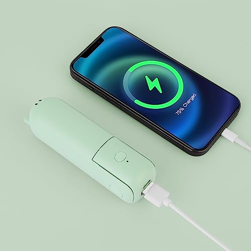 Joylifetech Handheld Mini Fan, Portable Foldable Fan With Power Bank, Usb Rechargeable Small Pocket Fan, Battery Operated Personal Fan With 3 Speeds For Women Outdoor Travel (Green) #TOP3