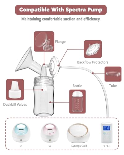 Image of 4packs 29mm Full Breast Replacement Pump Parts for Spectra S1 S2 9 Plus Synergy Gold Include 13mm Flange,Valve,Backflow Protector,Tube,Bottle,Caps, Fit for Motif Luna Cimilre Ameda MYA Pump