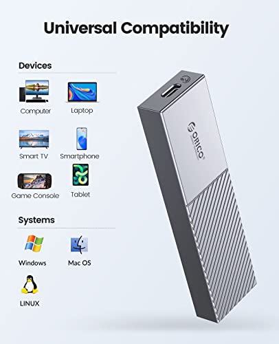 Image of ORICO M.2 SATA SSD Enclosure Reader USB 3.2 /3.1 Gen1(6Gbps) USB-C External Aluminum Adapter ,Support UASP Trim for M2 SATA NGFF 2242 /2260 /2280 SSD with B Key /B+M Key( only for M.2 SATA SSD)-M205-Gray