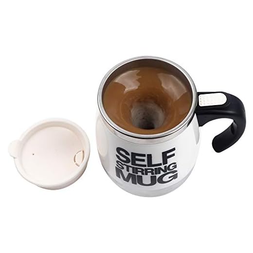 Vech Self Stirring Mug Auto Self Mixing Stainless Steel Cup for Stir Coffee, Tea, Hot Chocolate, Milk, Juice,Protein - Ideal for Kitchen, Office, Travel, Home - 400 ml / 13.5 oz