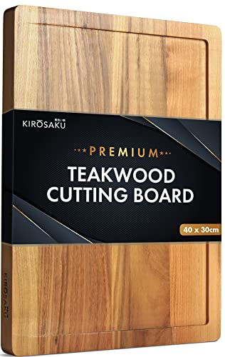 Tagliere Premium - Tagliere in legno naturale di teak - Antiscivolo, facile da pulire - Tagliere da cucina molto spesso e di alta qualità - 30x40x3 cm