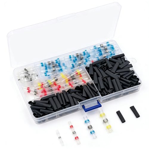 Oavie 250 Pcs Solder Seal Wire Connectors Waterproof Heat Shrink Butt Connectors Kit Insulated Electrical Wire Terminals for Automotive Marine Boat & Stereo (No Crimp Needed)