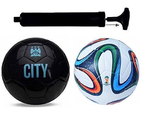 Kiraro Combo Brazuka Multicolor | Sports City Football Pack of 2 Ball with Free Pump (Size : 5, Pack of 3 Item)-image-13