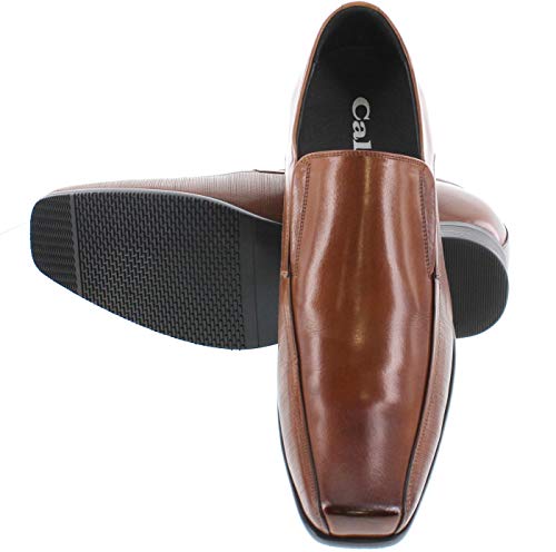 CALTO Men's Invisible Height Increasing Elevator Shoes - Copper Brown Premium Leather Slip-on Dress Loafers - 3 Inches Taller - Y3022 - Size 10.5 D(M) US4