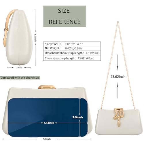 Image of Women's Formal Evening Clutch Purse Synthetic Leather with Snake Clasp, Detachable Strap for Wedding, Prom, Party