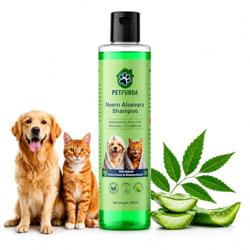 Image of Neem & Aloe Vera Pet Shampoo for Dogs & Cats | Anti Tick & Flea Control | Ayurvedic Paraben-Free Pet Shampoo for Sensitive Skin | Cleans, Moisturises & Controls Odour | 200ml