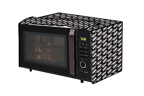Image of The Furnishing Tree PVC Waterproof Microwave Oven Cover Compatible for Panasonic 20 L Convection NN-CT265MFDG Symmetric Pattern Black