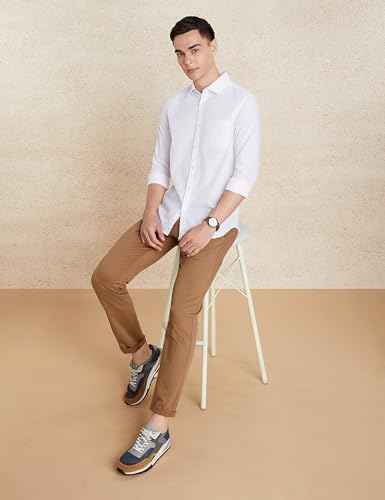 Image of Amazon Brand - Symbol Men's Solid Slim Fit Cotton Casual Shirt | Plain | Full Sleeve | Summer (Available in Plus Sizes)