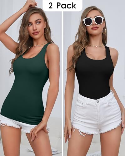 Image of beautyin Women Tank Top with Shelf Bra Racerback Workout Yoga Undershirt