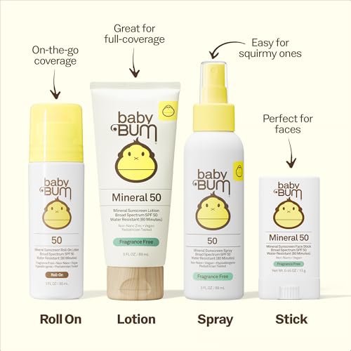 Baby Bum SPF 50 Sunscreen Lotion - Mineral UVA/UVB Face and Body Protection for Sensitive Skin - Hawaii 104 Act Compliant (Made without Octinoxate & Oxybenzone) - Fragrance Free - Travel Size - 3 oz - Image 6
