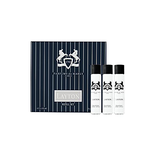 Parfums De Marly - Layton - Refill Travel Set - 3 X 0.35 Fl Oz - Eau De Parfum For Men - Top Notes Apple, Bergamot, Lavender - Heart Notes Jasmine, Violet, Geranium - Base Notes Vanilla - 3 X 10Ml #TOP3