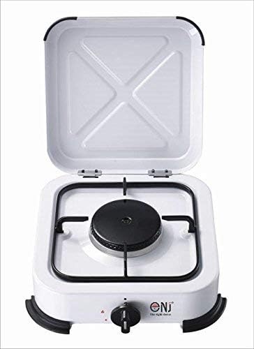 NJ-01 Camping Gas Stove Portable Single Burner LPG Cooker White Enamel Lid 2.2kW
