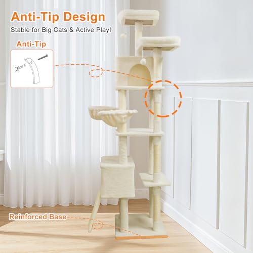 Árbol para gatos grande para interior beige miniatura 5