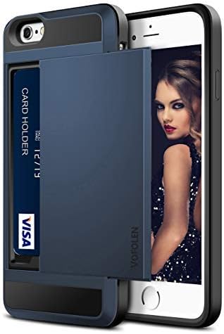 Vofolen Case Wallet Card Slot Holder Dual Layer Protective Shell Shock Absorbing Tough Bumper Cover Dark Blue