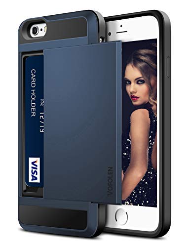 Vofolen Case Wallet Card Slot Holder Dual Layer Protective Shell Shock Absorbing Tough Bumper Cover Dark Blue