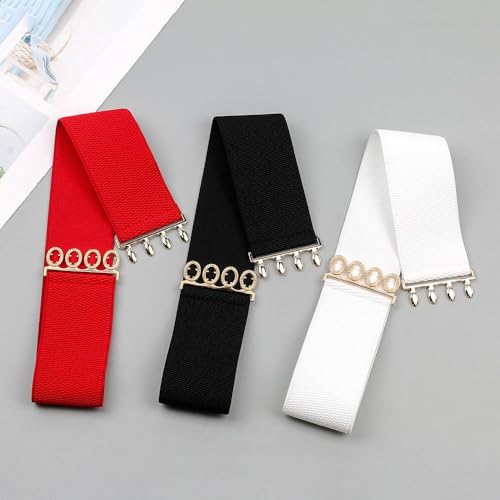 Decoration Belt Wide Solid Color Waist Strap Exquisite Women Stretch Waistband(white)4