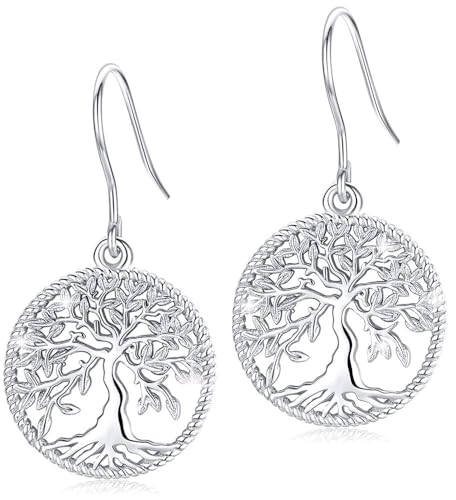 Boucles d'oreilles Arbre de Vie argent 925 et pierre de lune