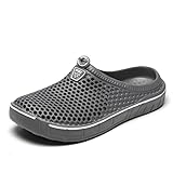 Garden Clogs for Women Men Clog Shoes Yard Gardening Sandals Beach Water Shoes Plastic Rubber Anti Slip Sole Summer Adult Shower Slippers Closed-Toe Sandal Slip-on Mules Grey 39