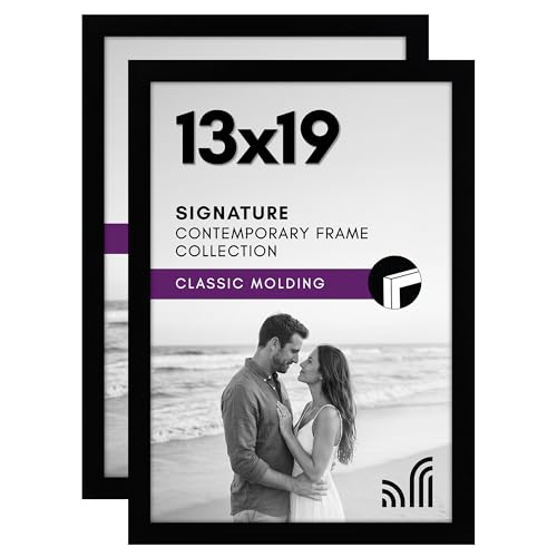 Image of Americanflat 13x19 Picture Frame with Shatter-Resistant Glass - Set of 2 - Signature Collection - Gallery-Style Frames Made of Engineered Wood - Picture Frames for Wall Display - Black