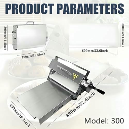Máquina laminadora de masa de acero inoxidable con rodillo manual ajustable 4