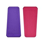 EIOKIT-Silicone-Heat-Resistant-Travel-Mat-Pouch-for-Hair-StraightenerCrimping-IronHair-Curling-IronHair-Curling-WandFlat-IronHair-Waving-Iron-and-Hair-Styling-Tools-2-Pack-PurpleHot-Pink