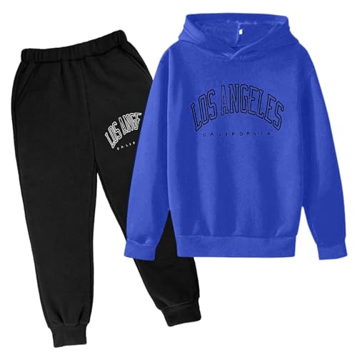 Chándal unisex de 2 piezas con sudadera de manga larga y jogger azul talla 150