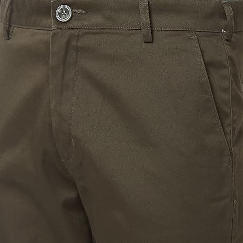 Image of Colorplus Men's Pure Cotton Solid Piece Dyed Pattern Contemporary Fit Flat Front Casual Trouser