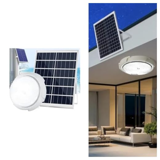 hardoll Solar Ceiling Light 40W with Remote controlled Outdoor LED Waterproof Garden Indoor Lamp Acrylonitrile Butadiene Styrene