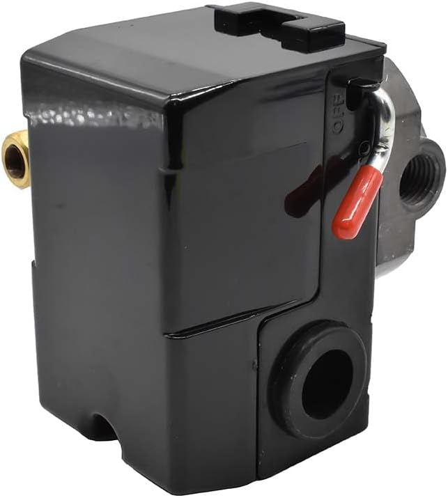 Interstate Pneumatics LF10-4H-HP Pressure Switch - 1/4 inch FPT Four Port - Bend Lever Swicth 135-175 PSI Compatible With Dewalt Hitachi Emglo Makita Porter Cable Ridgid Rolair air compressors