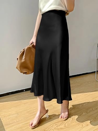 High Waist Solid A-Line Skirt Basic Women's Summer Casual Vinage Skirt2