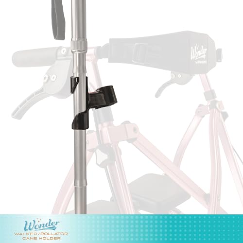 Stander Wonder Cane Holder Accessory, Walking Stick Attachment, Only Compatible Wonder-Walkers and Wonder-Rollators, Adjustable Crutch Bracket for 3/4\" Diameter Walking-Canes