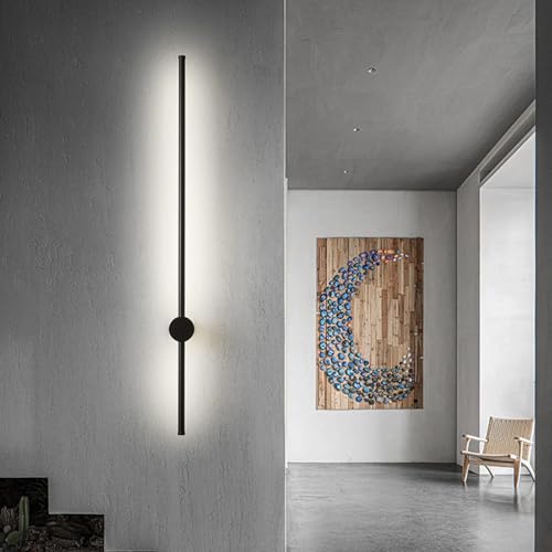Iluminación para Sala de Estar de diseño minimalista con apliques de aluminio negro de 80cm