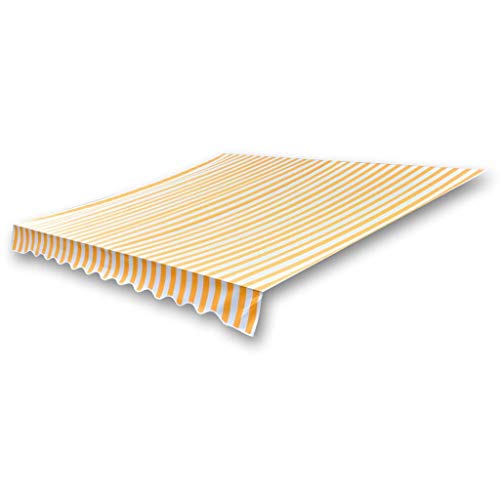 Festnight Toile d'auvent pour Auvent de Jardin Auvent pour terrasse Store Banne Toile Orange et Blanc 336 x 246 cm | Cadre Non Inclus |