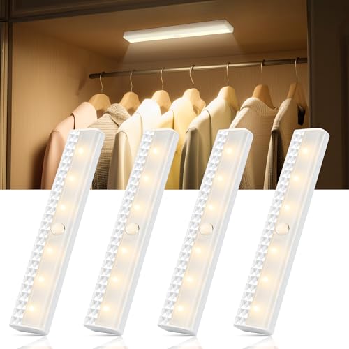 Kleiderschrank Beleuchtung Kabellos mit Sensor - Kleiderschrank Licht mit Bewegungsmelder, Vitrinenbeleuchtung LED mit Bewegungsmelder Innen, Akku...