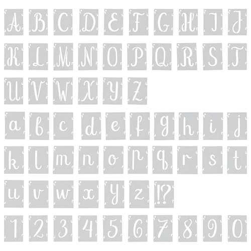 63 plantillas de letras y números, reutilizables, plantillas de letras para niños, pintura de pared, cartel de madera, decoración de pasteles