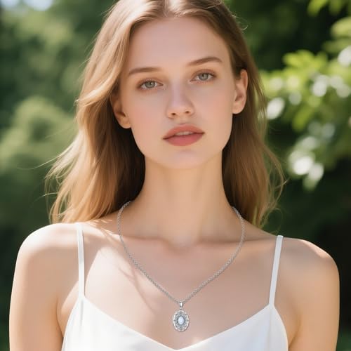 MONGAS Filigree Opal Photo Locket Necklace for Women Sterling Silver Opal Filigree Picture Locket Necklace Memorial Jewelry for Women Men3