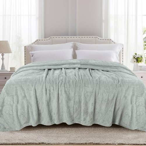TOONOW Fleece Bed Blanket King Size 90x108 inches, Super Soft Fluffy Fuzzy Plush Blanket Geometric Pattern Cozy Microfiber Flannel Blankets for Couch, Bed, Sofa, Mirage Gray