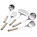 Szpatułki Drewniana Uchwyt Zestaw Kuchenny Ze Stali Nierdzewnej Łopata Spoon Colander Zestaw Naczynia Kuchenne Zestaw Dom Gospodarstwa Gościnne Kuchenne Cookware 5 Piece Set Kitchen Supplies Przybory