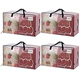 VENO 4 Pack Clear Extra Large Moving Bags & Storage Totes, Heavy Duty Organizer with Reinforced Handles & Strong Zippers for Clothes, College Dorm Essentials, Moving Supplies