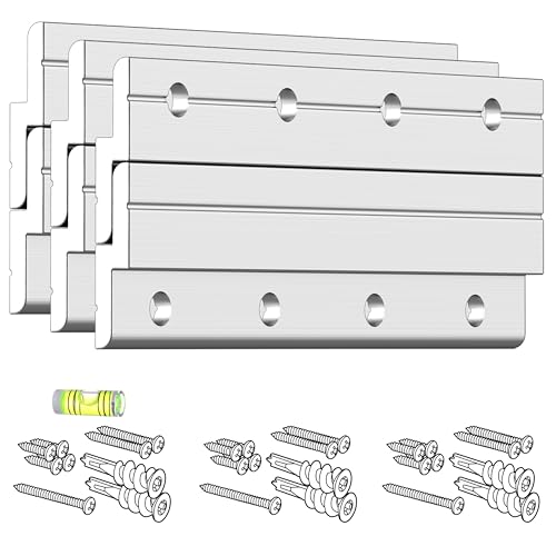 Image of Z Clips 4 inch 3 Pack - French Cleat Picture Hanger Heavy Duty - Wall Mirror Mounting Bracket - Flush Mount Hanging Kit for Shelf, Painting, Frames, Cabinet, Soundbar, Whiteboard or Headboard - 50 lb