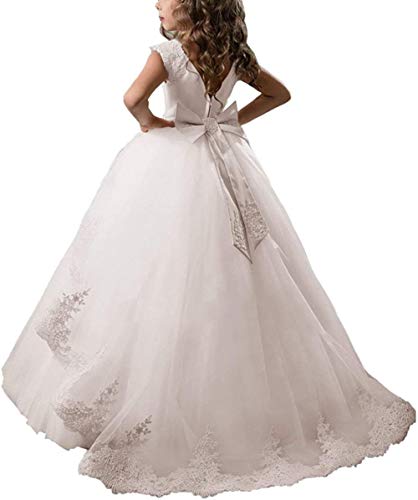 Luolanidi Flower Girl Dress Satin Lace Pageant Ball2
