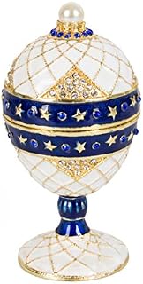 QIFU Vintage Hand Painted Faberge Egg Style Jewelry Trinket Box Hinged, Unique Gift Home Decor, Best Ornament Your Collection