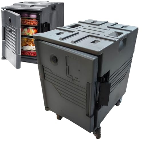 Caja calentadora de alimentos calientes con ruedas, transportador de alimentos aislado para catering, bufé, restaurante, cantina, solución de transporte térmico